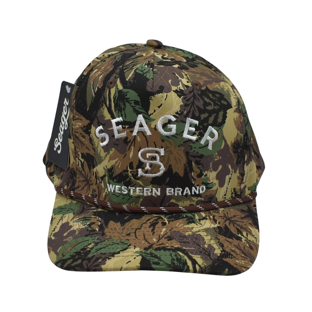 Seager Western Brand Camo Rope Adjustable‎ Snapback Hat Cap Brown/Green NWT NEW